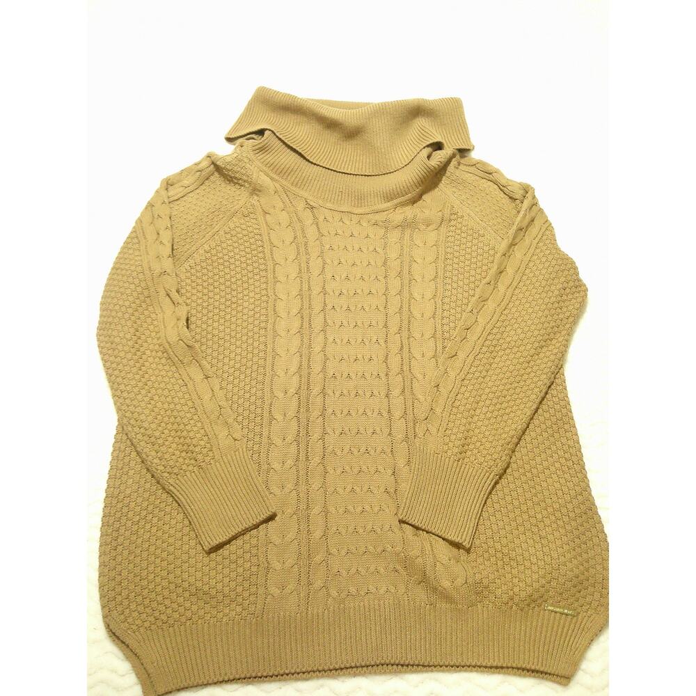 Michael Kors NWT Woman's Beige Cable Knit Turtleneck Pullover Sweater Sz Large